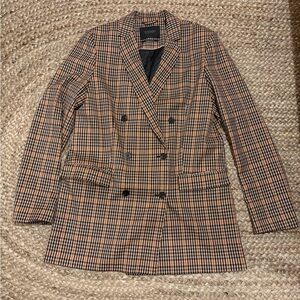 Scotch & Soda Plaid Blazer Long Line Double Breasted